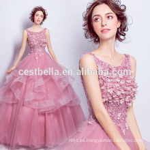 Princesa dulce vestido de baile rosa oscuro Cenicienta vestido de baile con corsé espalda 2017